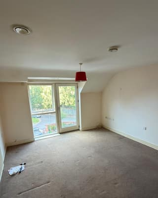 After: an empty room with the carpet clear